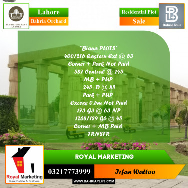 Residential Plot for Sale in Bahria Orchard, Lahore - (BP-199341)