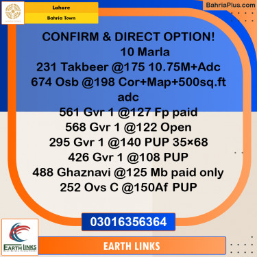 Residential Plot for Sale in Bahria Town, Lahore - (BP-199356)