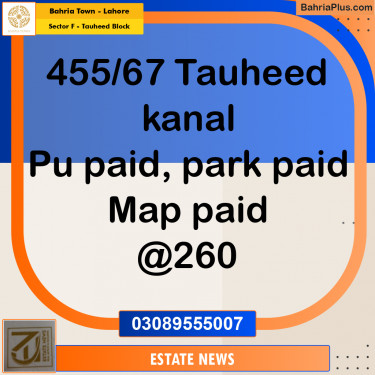 Residential Plot for Sale in Sector F - Tauheed Block -  Bahria Town, Lahore - (BP-199448)