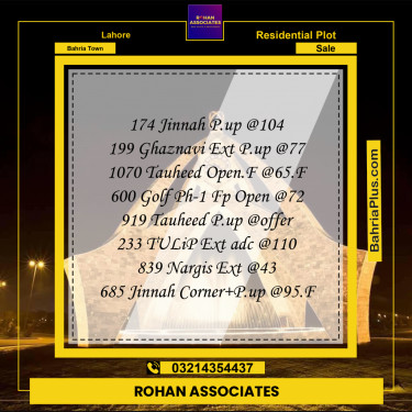 Residential Plot for Sale in Bahria Town, Lahore - (BP-199479)