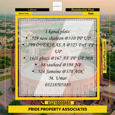 Residential Plot for Sale in Bahria Town, Lahore - (BP-199487)