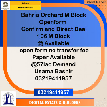 Residential Plot for Sale in Bahria Orchard, Lahore - (BP-199517)