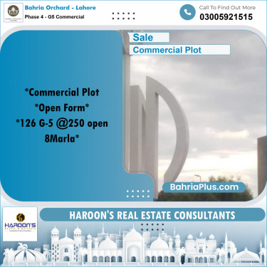 Commercial Plot for Sale in Phase 4 - G5 Commercial -  Bahria Orchard, Lahore - (BP-199548)