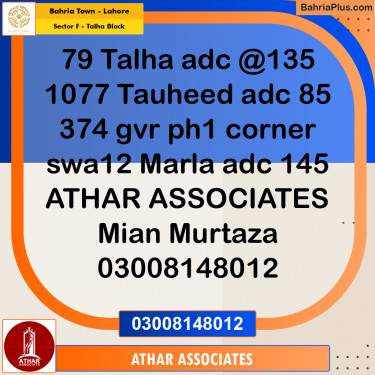 Residential Plot for Sale in Sector F - Talha Block -  Bahria Town, Lahore - (BP-199586)