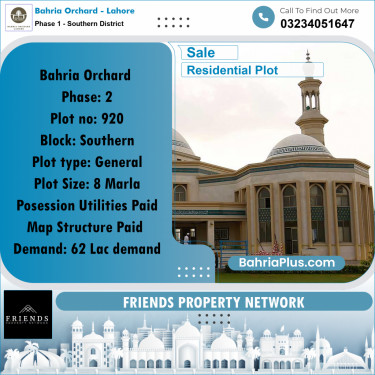 Residential Plot for Sale in Phase 1 - Southern District -  Bahria Orchard, Lahore - (BP-199594)