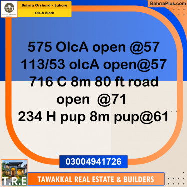 5 Marla Residential Plot for Sale in OLC-A Block -  Bahria Orchard, Lahore - (BP-199595)