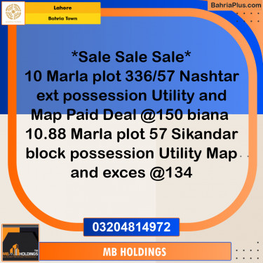 Residential Plot for Sale in Bahria Town, Lahore - (BP-199599)