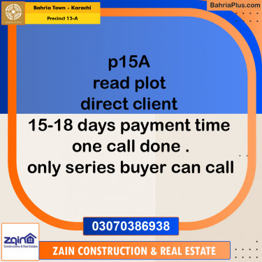Residential Plot for Sale in Precinct 15-A -  Bahria Town, Karachi - (BP-199619)