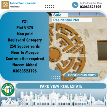 250 Sq. Yards Residential Plot for Sale in Precinct 21 -  Bahria Town, Karachi - (BP-199723)