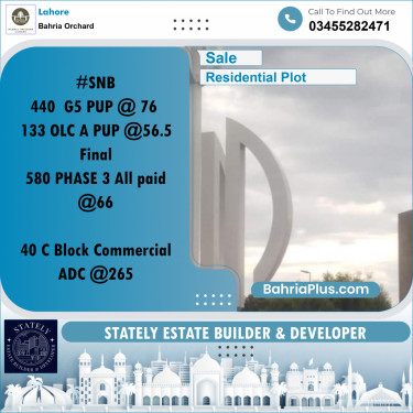 Residential Plot for Sale in Bahria Orchard, Lahore - (BP-199743)