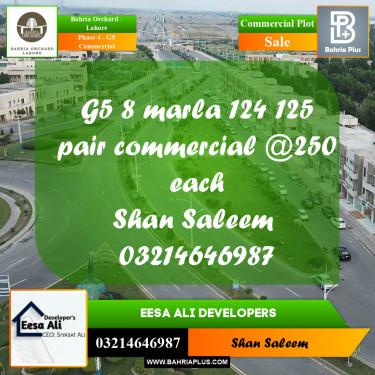 Commercial Plot for Sale in Phase 4 - G5 Commercial -  Bahria Orchard, Lahore - (BP-199771)