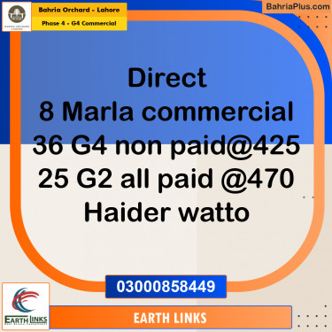 8 Marla Commercial Plot for Sale in Phase 4 - G4 Commercial -  Bahria Orchard, Lahore - (BP-199776)