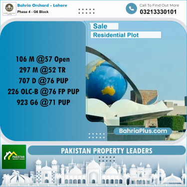Residential Plot for Sale in Phase 4 - G6 Block -  Bahria Orchard, Lahore - (BP-199816)