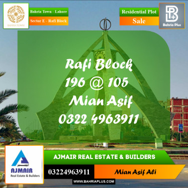 Residential Plot for Sale in Sector E - Rafi Block -  Bahria Town, Lahore - (BP-199854)