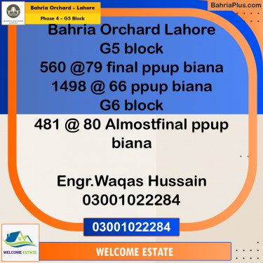 10 Marla Residential Plot for Sale in Phase 4 - G5 Block -  Bahria Orchard, Lahore - (BP-199863)