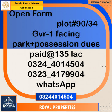 Residential Plot for Sale in Golf Phase 1 -  Bahria Town, Lahore - (BP-199890)