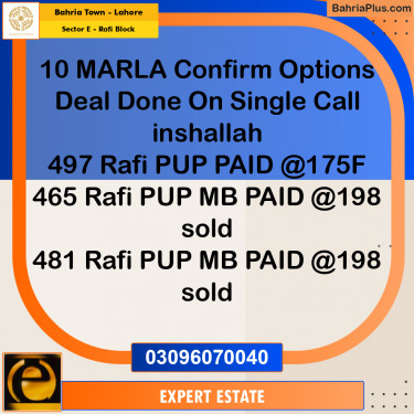 10 Marla Residential Plot for Sale in Sector E - Rafi Block -  Bahria Town, Lahore - (BP-199912)