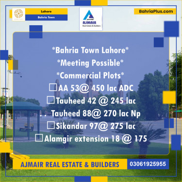 Commercial Plot for Sale in Bahria Town, Lahore - (BP-199934)