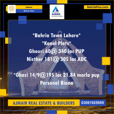 Residential Plot for Sale in Bahria Town, Lahore - (BP-199941)