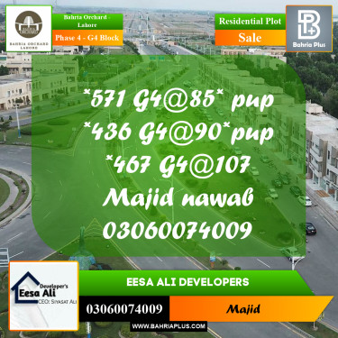 Residential Plot for Sale in Phase 4 - G4 Block -  Bahria Orchard, Lahore - (BP-199953)