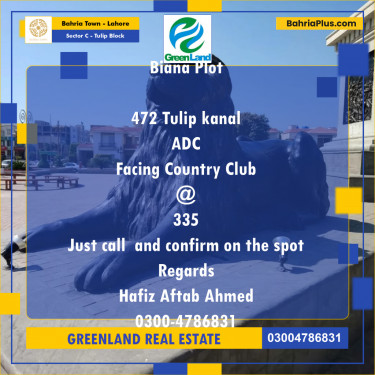 1 Kanal Residential Plot for Sale in Sector C - Tulip Block -  Bahria Town, Lahore - (BP-199960)