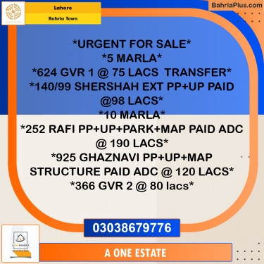 Residential Plot for Sale in Bahria Town, Lahore - (BP-199969)