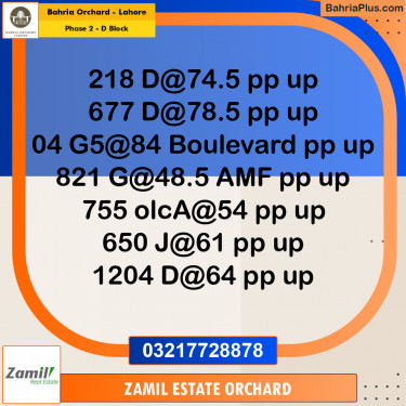 8 Marla Residential Plot for Sale in Phase 2 - D Block -  Bahria Orchard, Lahore - (BP-200054)