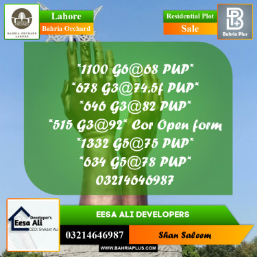 Residential Plot for Sale in Bahria Orchard, Lahore - (BP-200230)