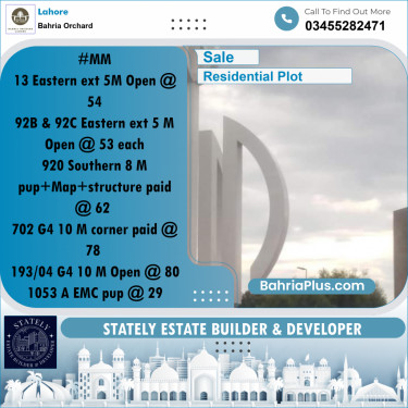 Residential Plot for Sale in Bahria Orchard, Lahore - (BP-200238)