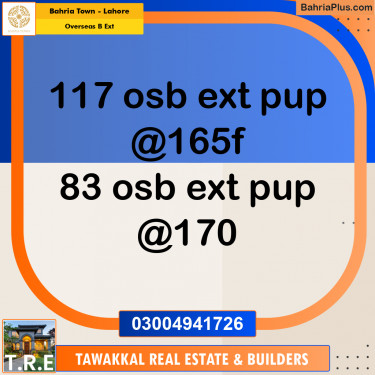 10 Marla Residential Plot for Sale in Overseas B Ext -  Bahria Town, Lahore - (BP-200259)