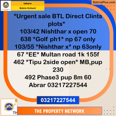 Residential Plot for Sale in Bahria Orchard, Lahore - (BP-200269)