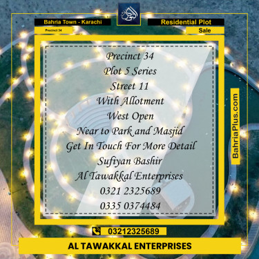 250 Sq. Yards Residential Plot for Sale in Precinct 34 -  Bahria Town, Karachi - (BP-200336)