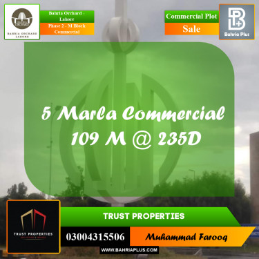 5 Marla Commercial Plot for Sale in Phase 2 - M Block Commercial -  Bahria Orchard, Lahore - (BP-200355)