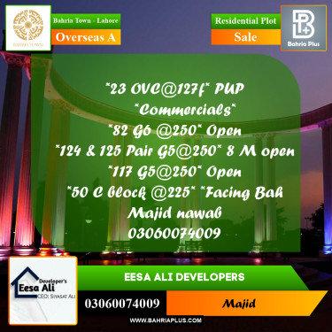 Residential Plot for Sale in Overseas A -  Bahria Town, Lahore - (BP-200375)