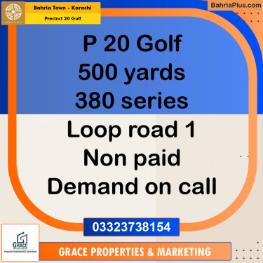 500 Sq. Yards Residential Plot for Sale in Precinct 20 Golf -  Bahria Town, Karachi - (BP-200397)