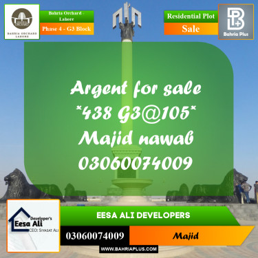Residential Plot for Sale in Phase 4 - G3 Block -  Bahria Orchard, Lahore - (BP-200469)