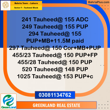 10 Marla Residential Plot for Sale in Sector F - Tauheed Block -  Bahria Town, Lahore - (BP-200501)