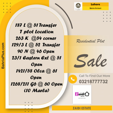 Residential Plot for Sale in Bahria Orchard, Lahore - (BP-200522)