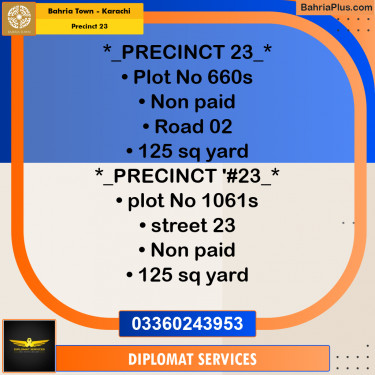 125 Sq. Yards Residential Plot for Sale in Precinct 23 -  Bahria Town, Karachi - (BP-200534)