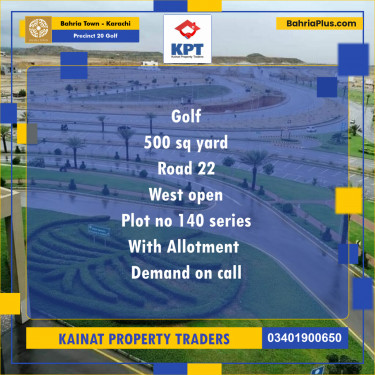 500 Sq. Yards Residential Plot for Sale in Precinct 20 Golf -  Bahria Town, Karachi - (BP-200578)