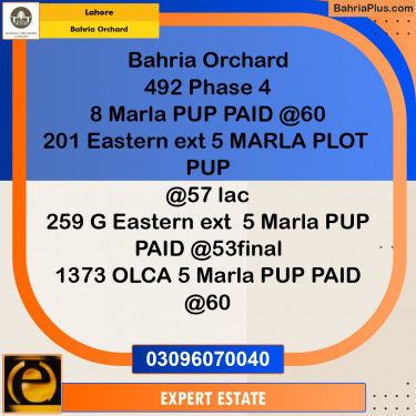 Residential Plot for Sale in Bahria Orchard, Lahore - (BP-200614)
