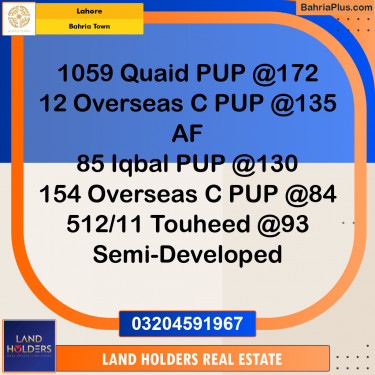 Residential Plot for Sale in Bahria Town, Lahore - (BP-200625)