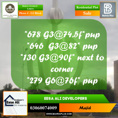 Residential Plot for Sale in Phase 4 - G3 Block -  Bahria Orchard, Lahore - (BP-200630)