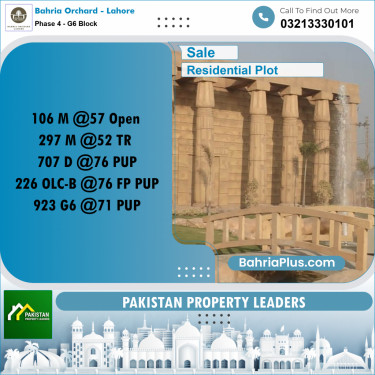 10 Marla Residential Plot for Sale in Phase 4 - G6 Block -  Bahria Orchard, Lahore - (BP-200638)