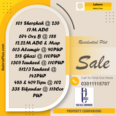 Residential Plot for Sale in Bahria Town, Lahore - (BP-200670)