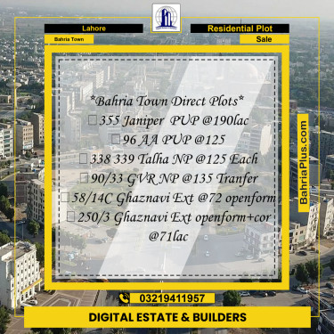 Residential Plot for Sale in Bahria Town, Lahore - (BP-200680)