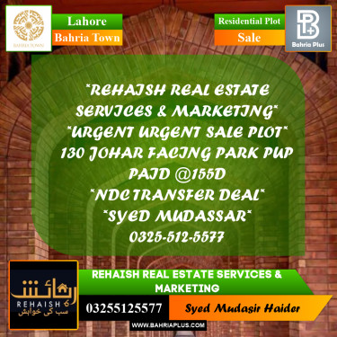 Residential Plot for Sale in Bahria Town, Lahore - (BP-200682)