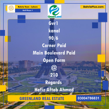 1 Kanal Residential Plot for Sale in Golf Phase 1 -  Bahria Town, Lahore - (BP-200735)