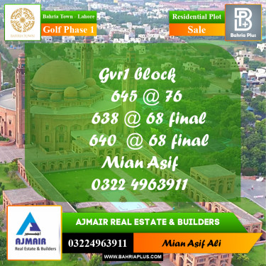 Residential Plot for Sale in Golf Phase 1 -  Bahria Town, Lahore - (BP-200753)