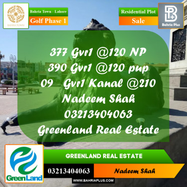 10 Marla Residential Plot for Sale in Golf Phase 1 -  Bahria Town, Lahore - (BP-200781)
